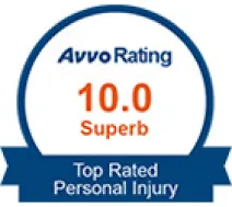 Avvo 10.0 Superb rating, Top Rated Personal Injury badge
