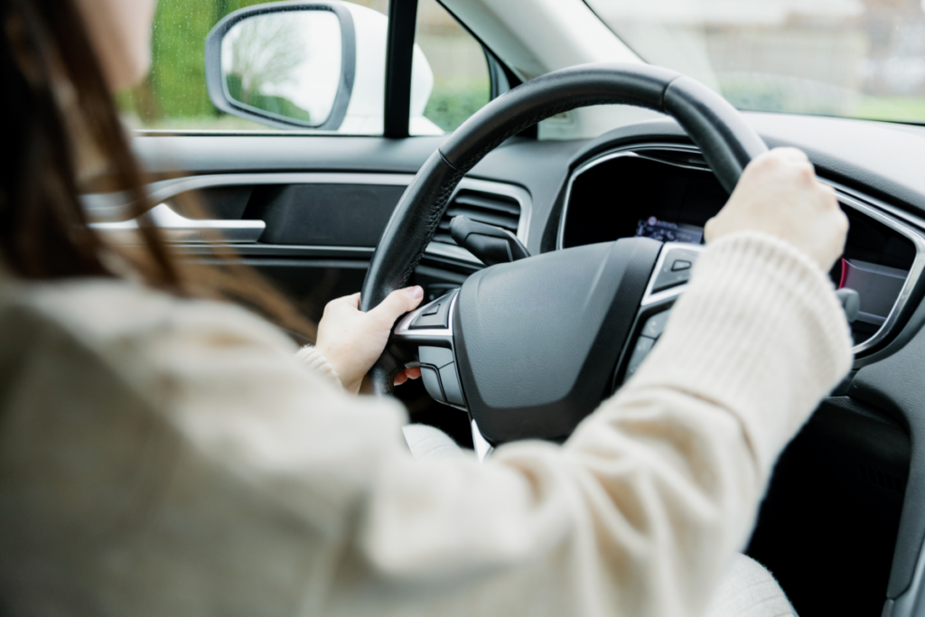 Driver approaching an intersection to make a left turn