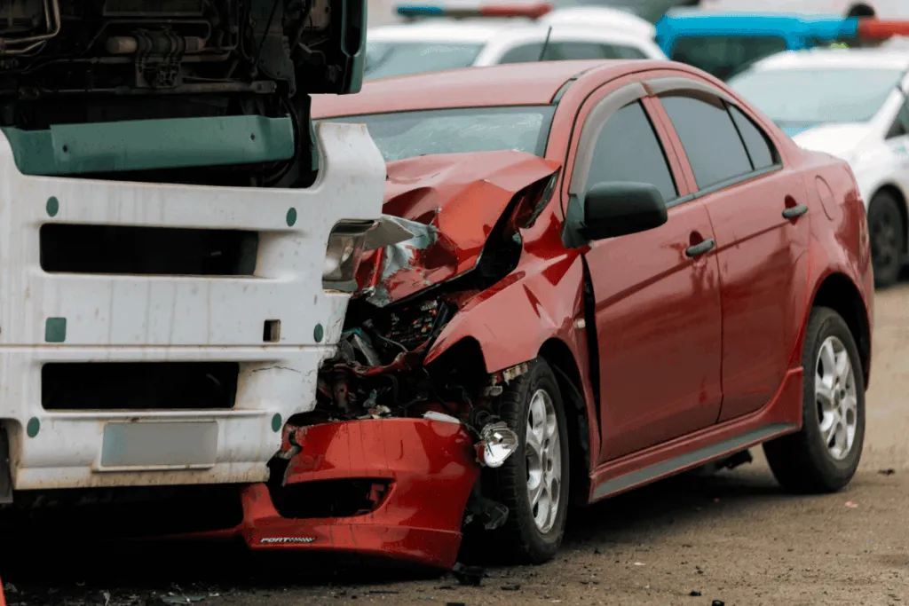 Car involved in an underride truck accident