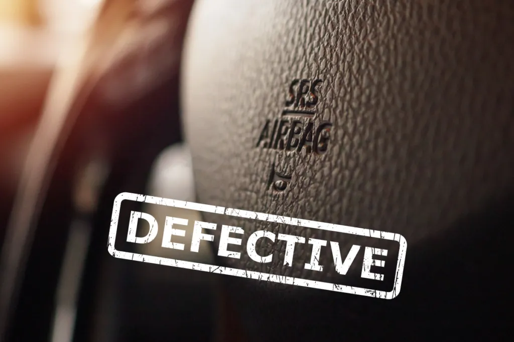Defective airbag illustration highlighting a potential vehicle safety issue