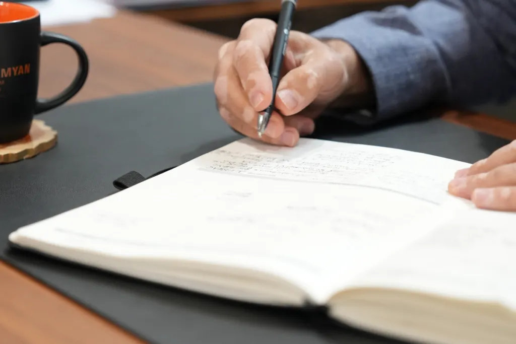 Reviewing written notes that may be used to document a truck accident claim